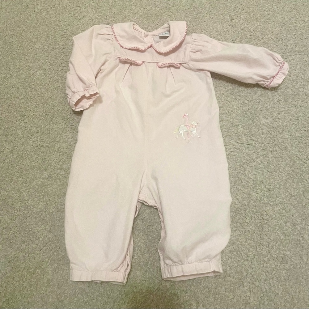 Peaches ‘n Cream baby girl one piece bodysuit, 12 months, pink